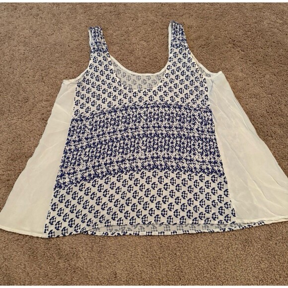 Sam & LaVi Tank Top – White with Light Blue Accents, Size M - Picture 2 of 3